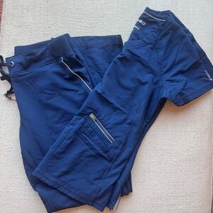Healing Hands 360 Women's Navy Blue Scrub Set, XS Top, M Bottoms, Rarely Worn